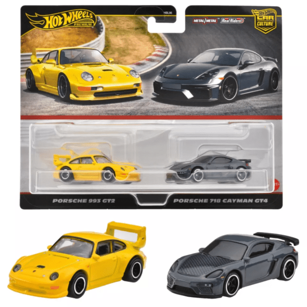 Hot Wheels Premium Car Culture 2 Pack Porsche 993 GT2 & Porsche 718 Cayman GT4